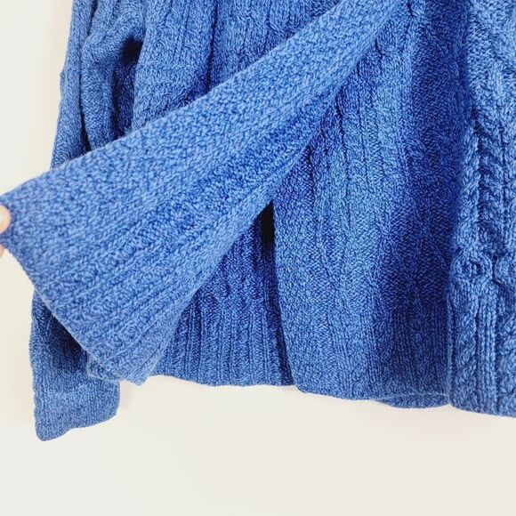 Quills Ireland Aran Knit Wool Side Blue Button Cardigan Size Small - Picture 5 of 7